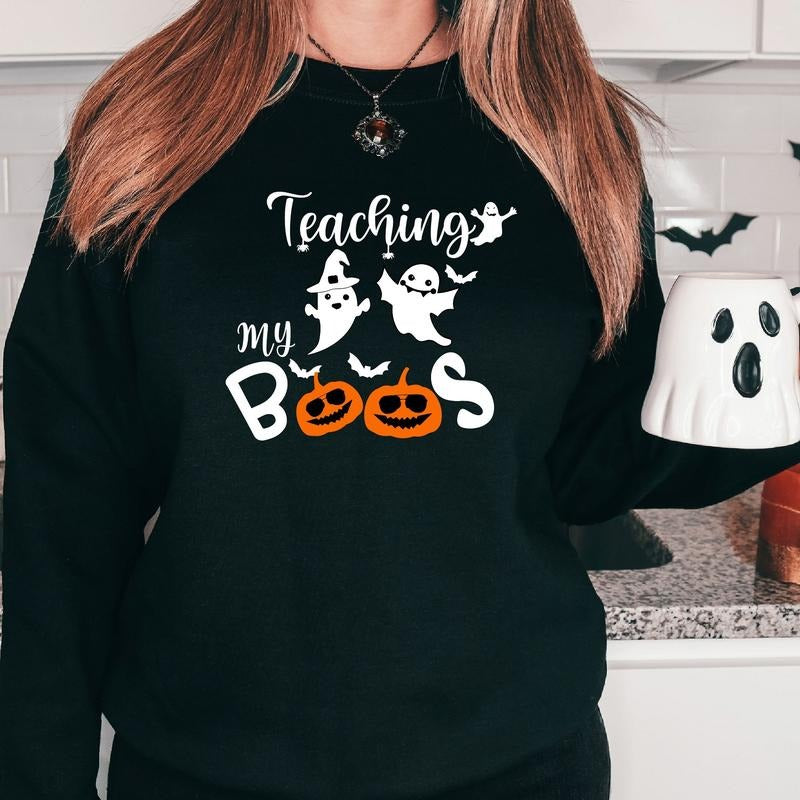 Teaching My Boos Matching School Halloween Party - Adult & Kids T-Shirts, Sweatshirts & Hoodies apparel design preview 1