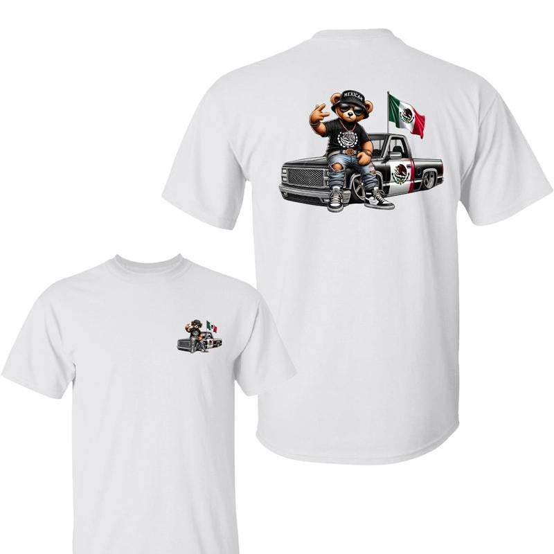 Teddy Bear Hip Hop Costume Mexican Flag 2 Sided - Adult & Kids T-Shirts, Sweatshirts & Hoodies apparel design preview 1