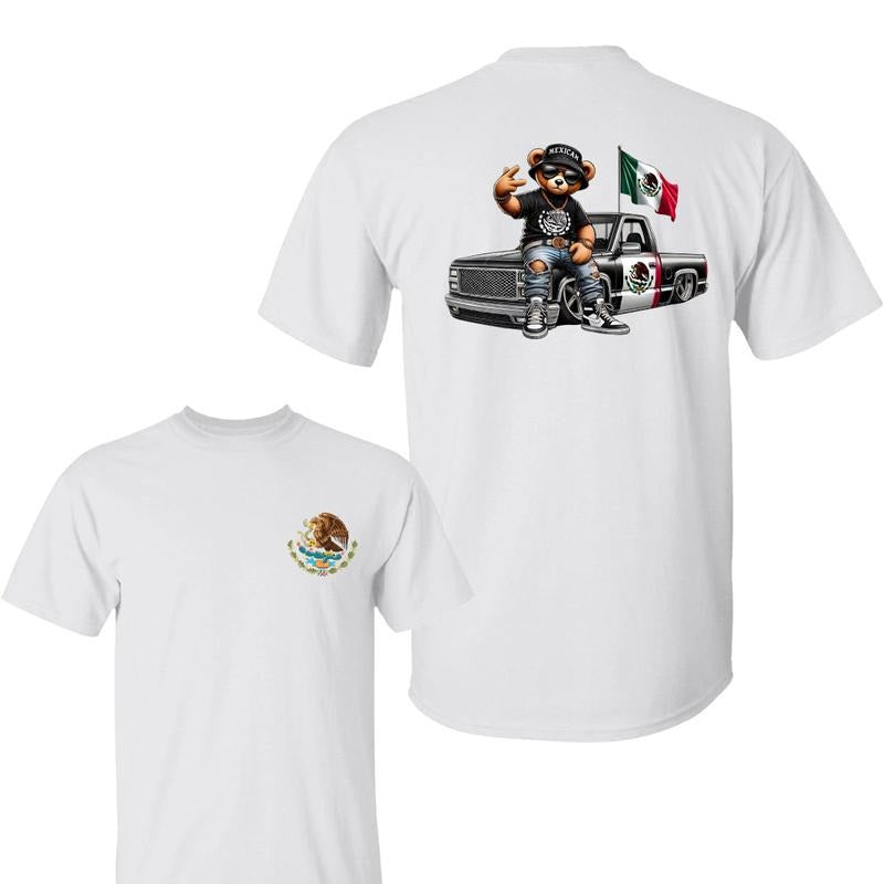 Teddy Bear Hip Hop Costume Mexican Flag 2 Sided - Adult & Kids T-Shirts, Sweatshirts & Hoodies apparel design preview 1