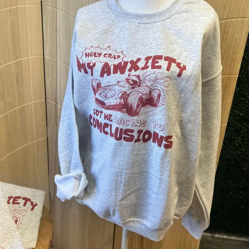 My Anxiety Got Me Racing Conclusions Trash Panda - Adult & Kids T-Shirts, Sweatshirts & Hoodies apparel design preview 1