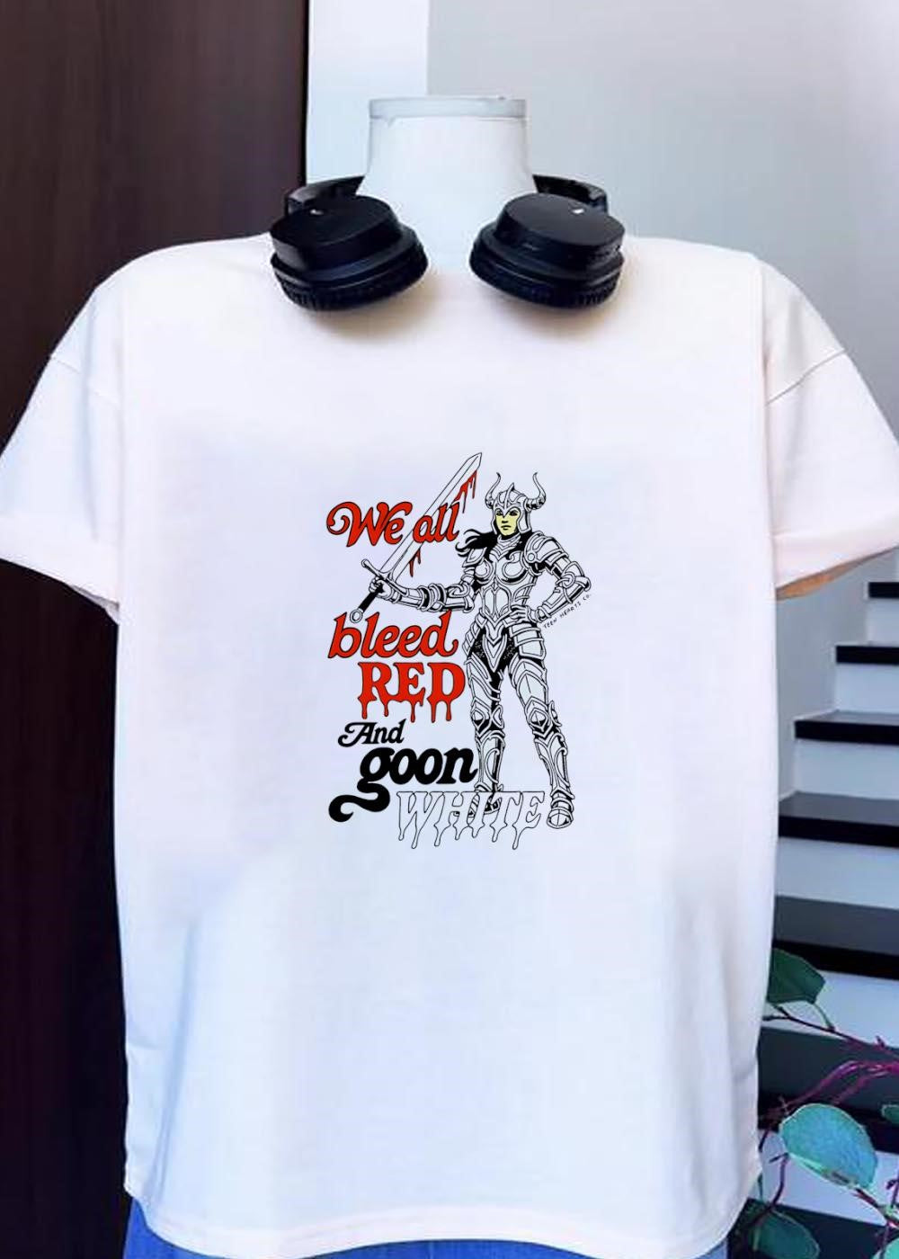 Teen Hearts Co Warrior Woman We All Bleed Red And - Adult & Kids T-Shirts, Sweatshirts & Hoodies apparel design preview 1