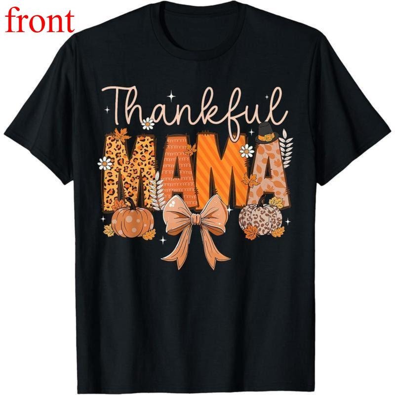 Thankful Mama Coquette Bows Mom Fall Thanksgiving - Adult & Kids T-Shirts, Sweatshirts & Hoodies apparel design preview 1