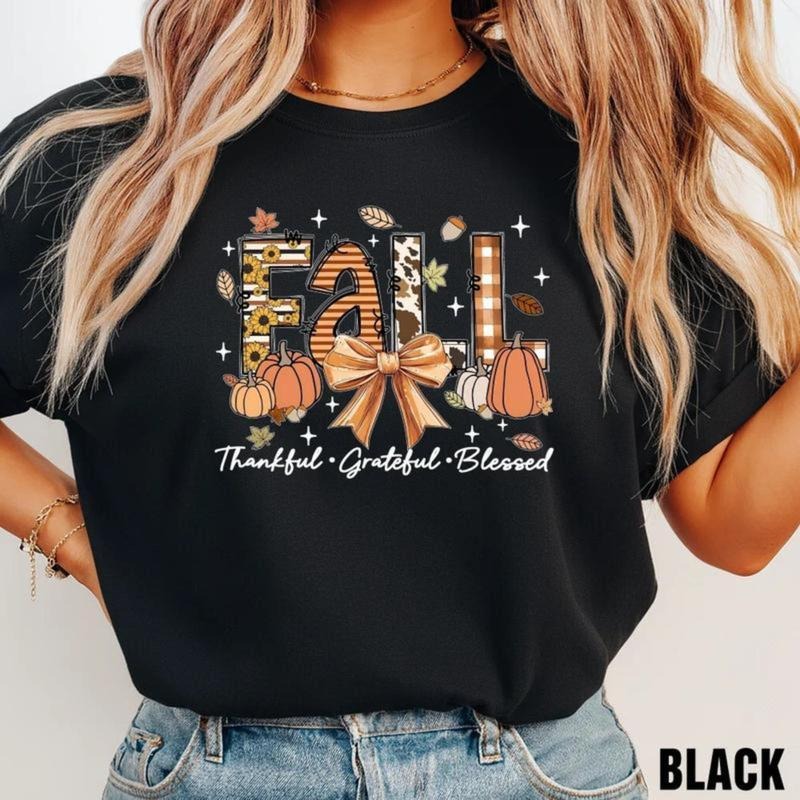 Thankful Thanksgiving Grateful Blessed Cozy Autumn - Adult & Kids T-Shirts, Sweatshirts & Hoodies apparel design preview 1