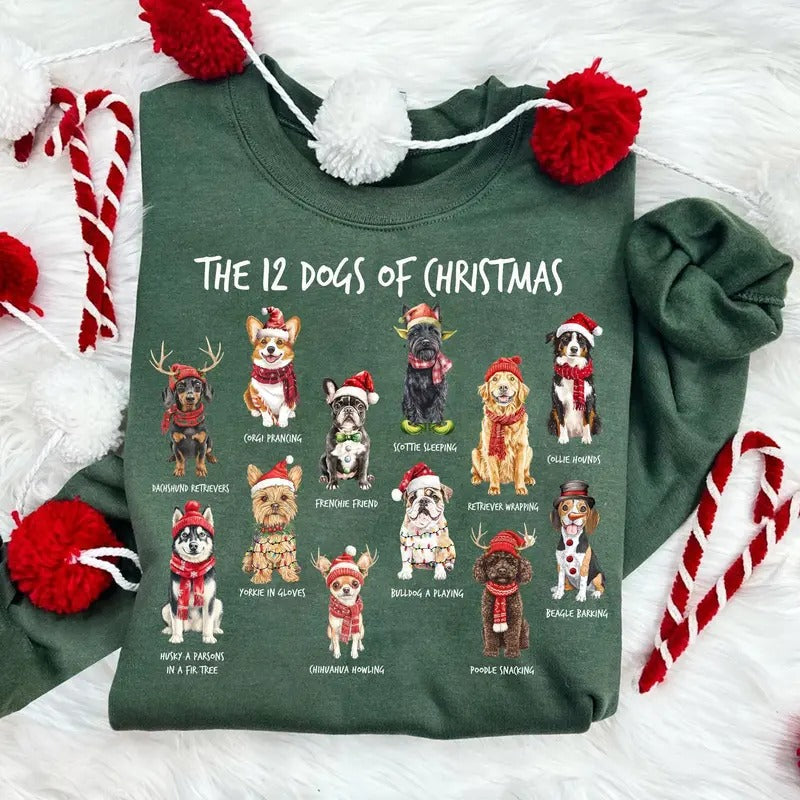12 Dogs Retro Dog Lover Mom - Adult & Kids T-Shirts, Sweatshirts & Hoodies apparel design preview 1