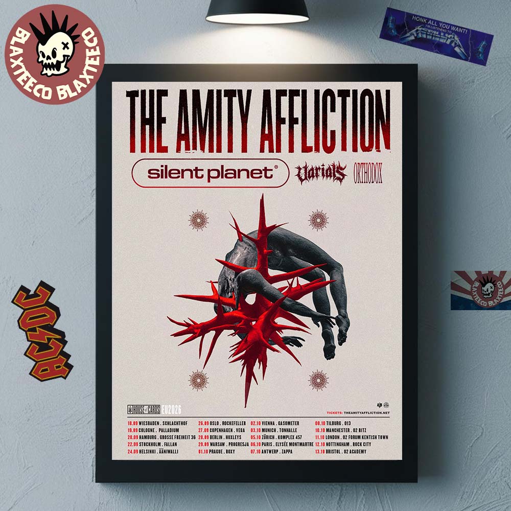 The Amity Affliction House Of Cards Europe 2026 Tour - Adult & Kids T-Shirts, Sweatshirts & Hoodies apparel design preview 1