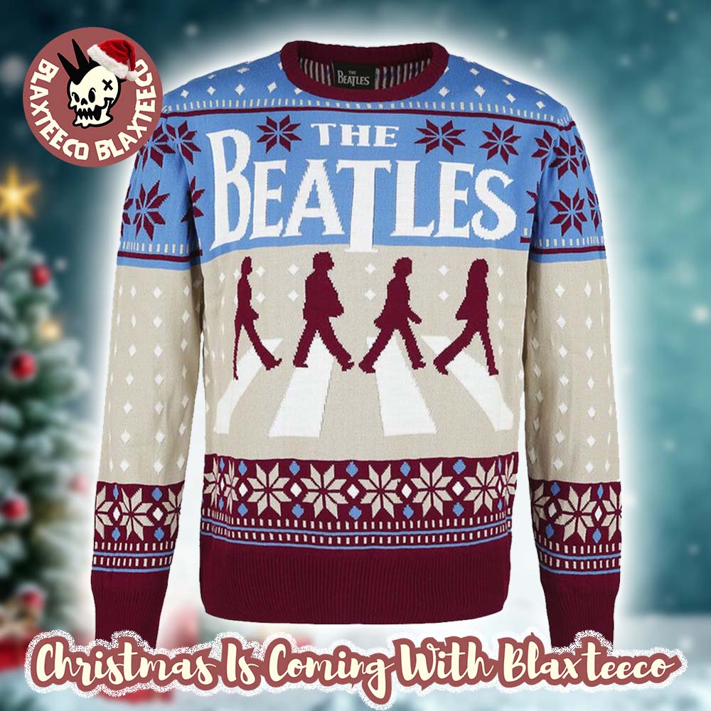 The Beatles Abbey Road Signature Aston Villa Colorway Holiday Ugly Christmas Sweater - Holiday Gift product image
