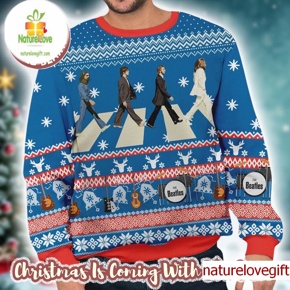 The Beatles Abbey Road Xmas Gifts For Fan Holiday Ugly Christmas Sweater - Holiday Gift product image