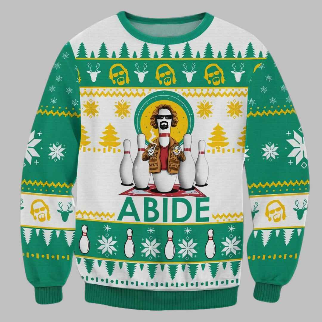 The Big Lebowski Abide 3D Ugly Christmas Sweater - Holiday Gift product image