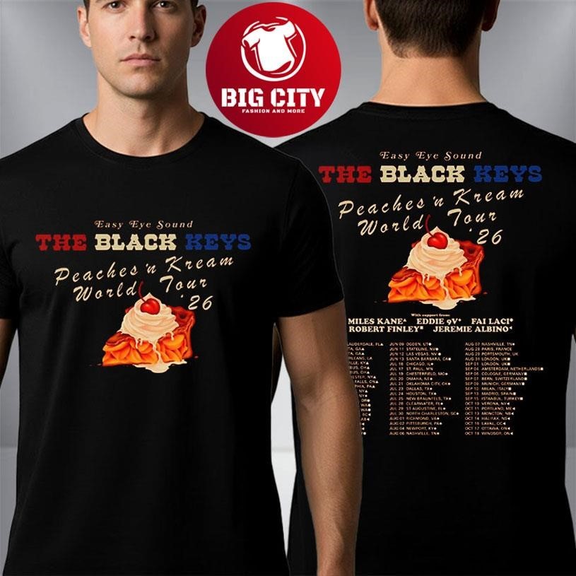 The Black Keys Peaches N Kream World Tour 2026 - Adult & Kids T-Shirts, Sweatshirts & Hoodies apparel design preview 1