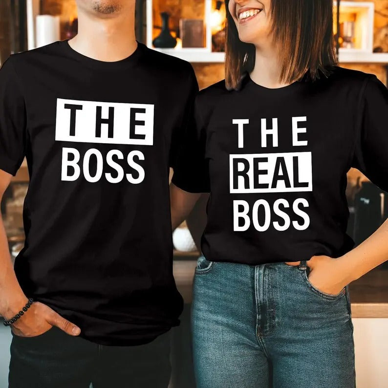 Boss Real Couple Funny Valentines Lovers Husband Wife - Adult & Kids T-Shirts, Sweatshirts & Hoodies apparel design preview 1