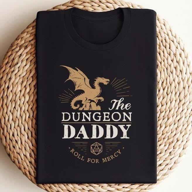 Dungeon Dad D&D Fun TTRPG Him Retro Sunset Color - Adult & Kids T-Shirts, Sweatshirts & Hoodies apparel design preview 1