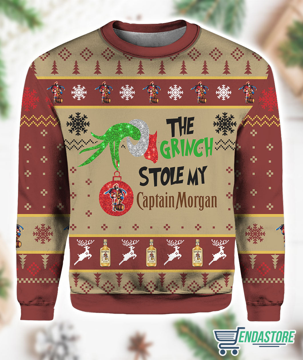 The Grnch Stole My Captain Morgan Christmas Ugly Sweatshirt 3D Ugly Christmas Sweater - Holiday Gift product image
