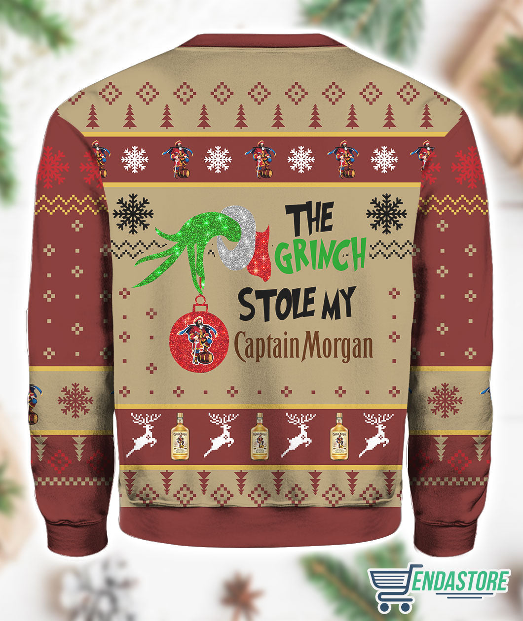 The Grnch Stole My Captain Morgan Christmas Ugly Sweatshirt 3D Ugly Christmas Sweater - Holiday Gift product image 2