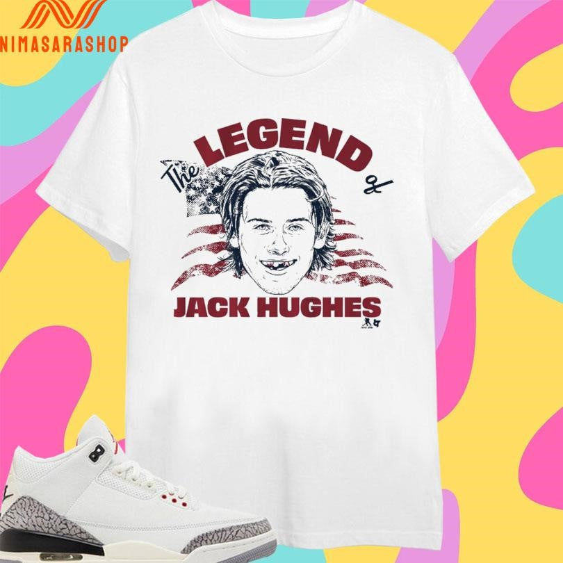 The Legend Of Jack Hughes America Hockey 2026 - Adult & Kids T-Shirts, Sweatshirts & Hoodies apparel design preview 1