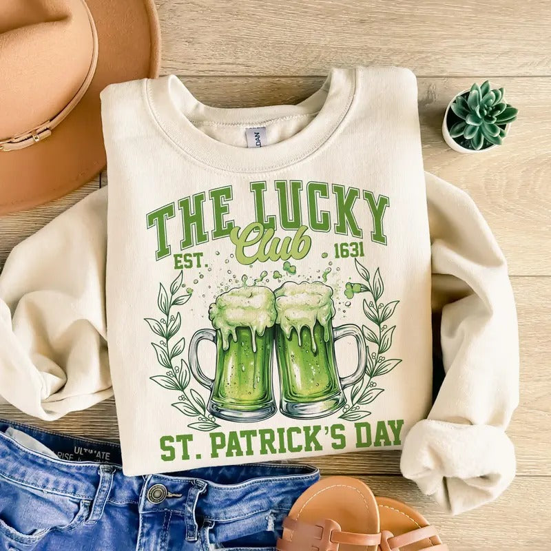 Lucky Club St Patrick'S Day Sublimation Green Beer - Adult & Kids T-Shirts, Sweatshirts & Hoodies apparel design preview 1