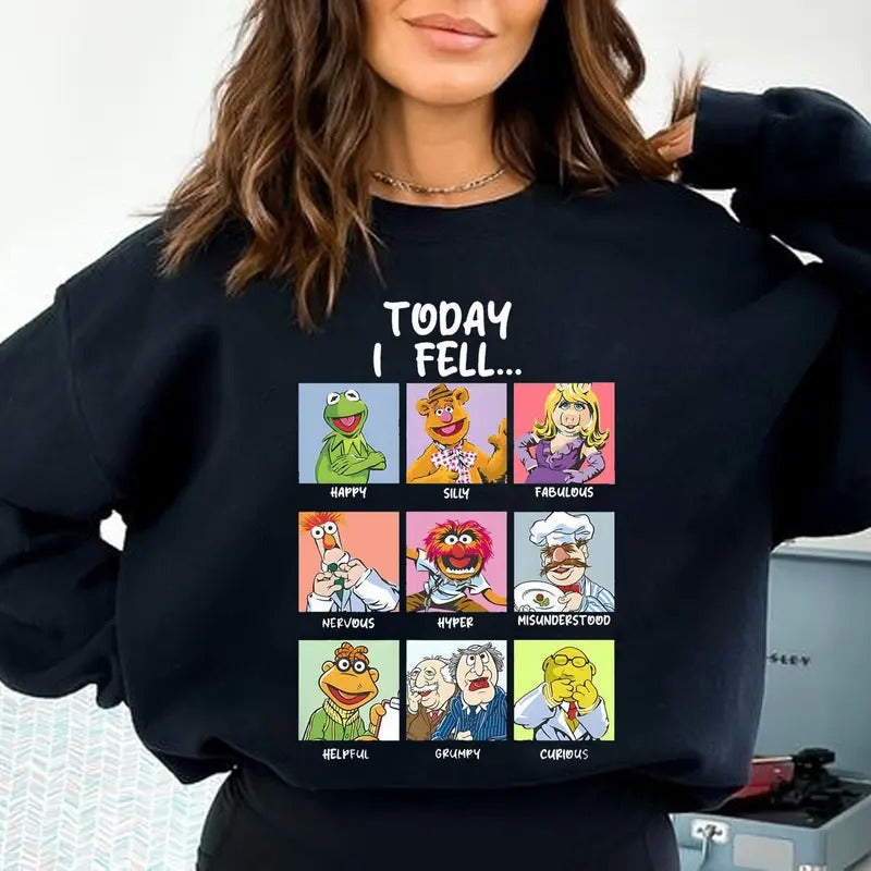 Muppets Today I Fell Characters Emotions Box Up Show - Adult & Kids T-Shirts, Sweatshirts & Hoodies apparel design preview 1