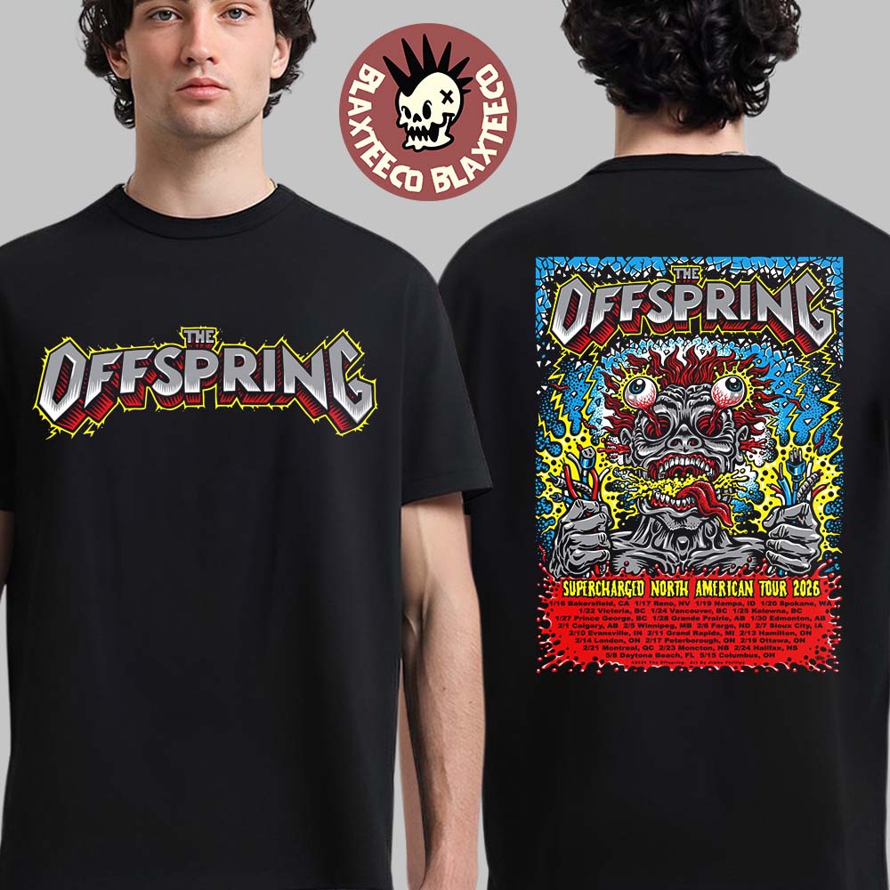 The Offspring Supercharged North American Tour 2026 - Adult & Kids T-Shirts, Sweatshirts & Hoodies apparel design preview 1