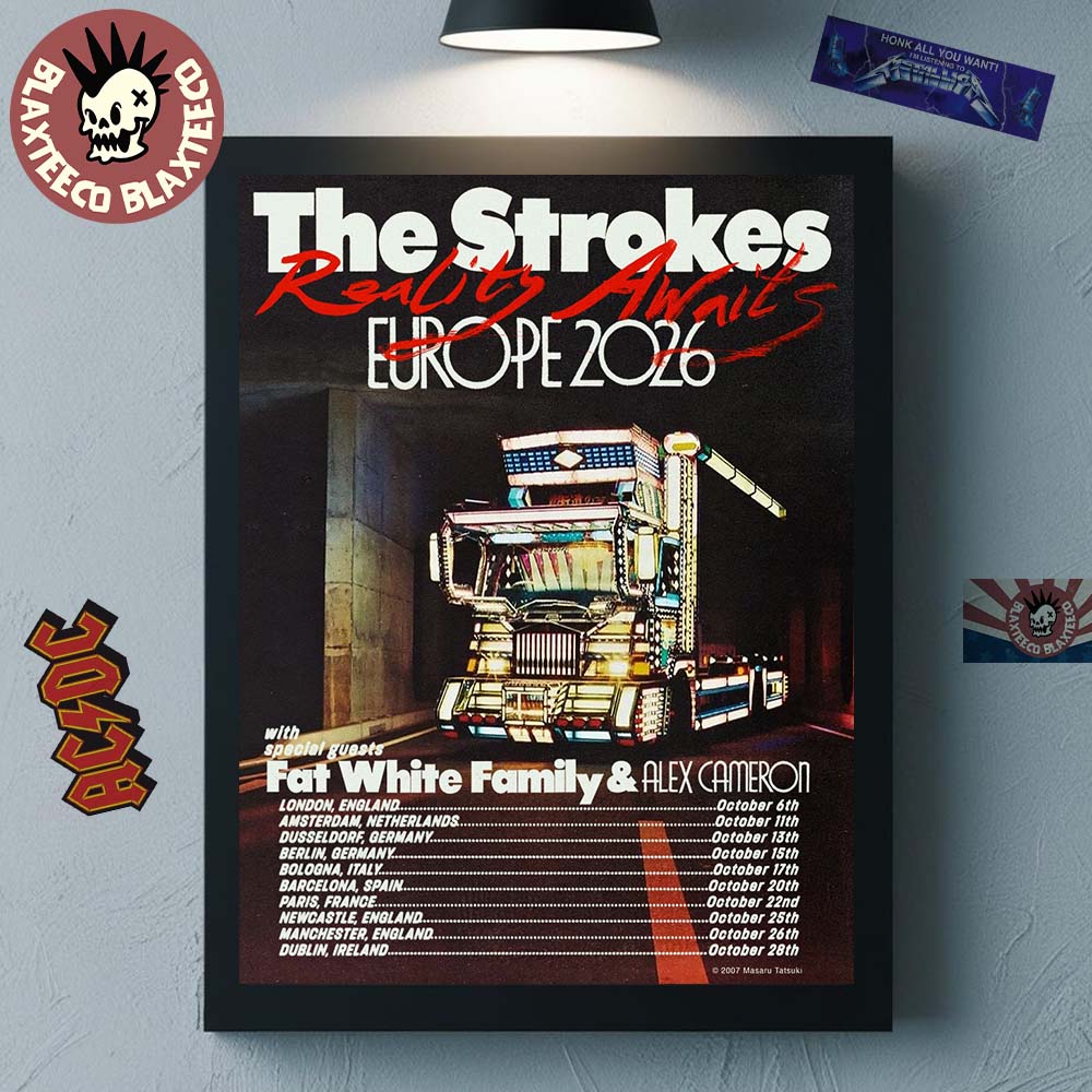 The Strokes Reality Awaits Europe 2026 Tour Schedule - Adult & Kids T-Shirts, Sweatshirts & Hoodies apparel design preview 1