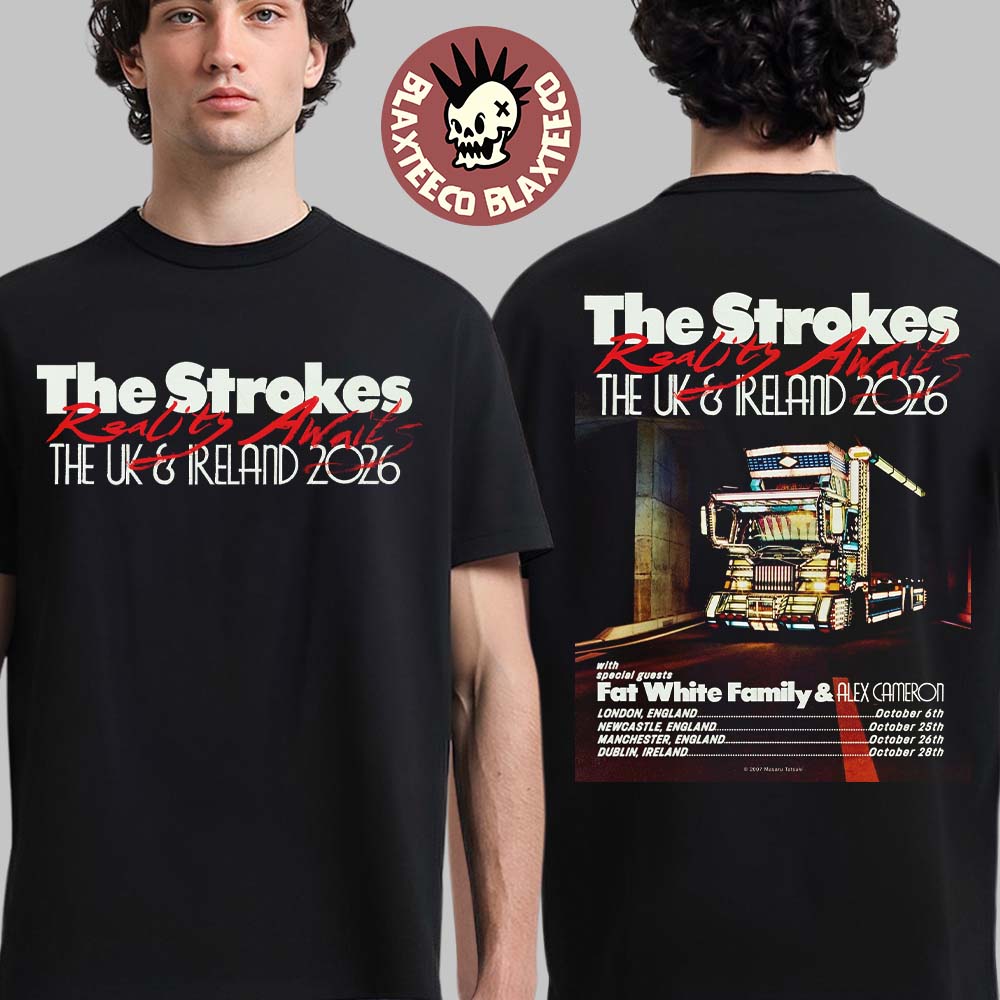 The Strokes Reality Awaits UK And Ireland 2026 Tour - Adult & Kids T-Shirts, Sweatshirts & Hoodies apparel design preview 1