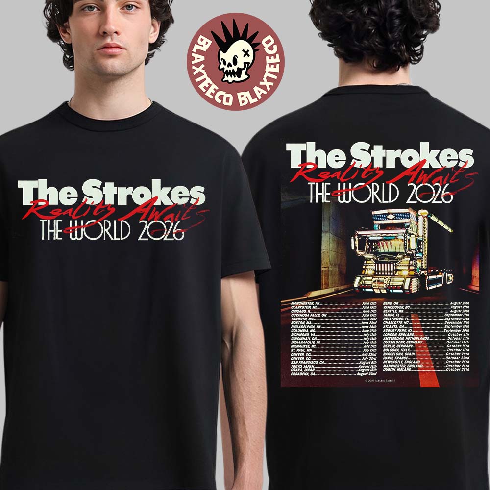 The Strokes Reality Awaits World 2026 Tour North - Adult & Kids T-Shirts, Sweatshirts & Hoodies apparel design preview 1