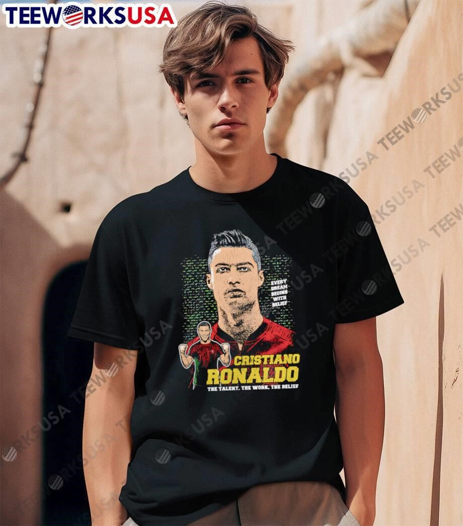The Talent, Work, Belief Cristiano Ronaldo Portugal - Adult & Kids T-Shirts, Sweatshirts & Hoodies apparel design preview 1