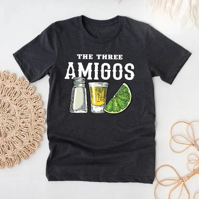 Three Amigos Funny Drinking Lime Salt Tequila Cinco - Adult & Kids T-Shirts, Sweatshirts & Hoodies apparel design preview 1