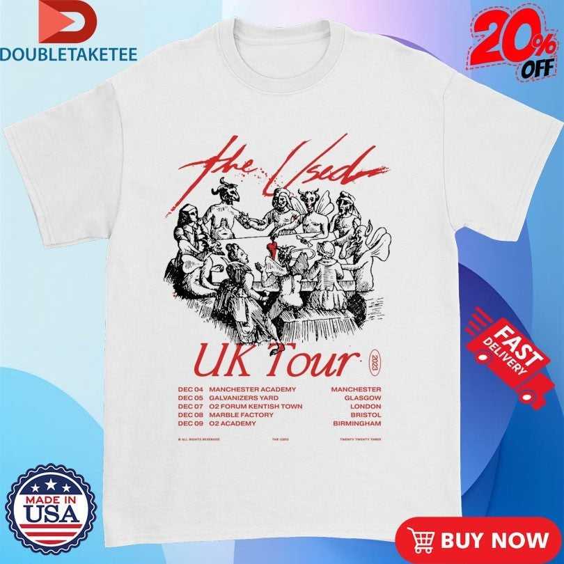 The Used 2023 UK Tour Dates - Adult & Kids T-Shirts, Sweatshirts & Hoodies apparel design preview 1