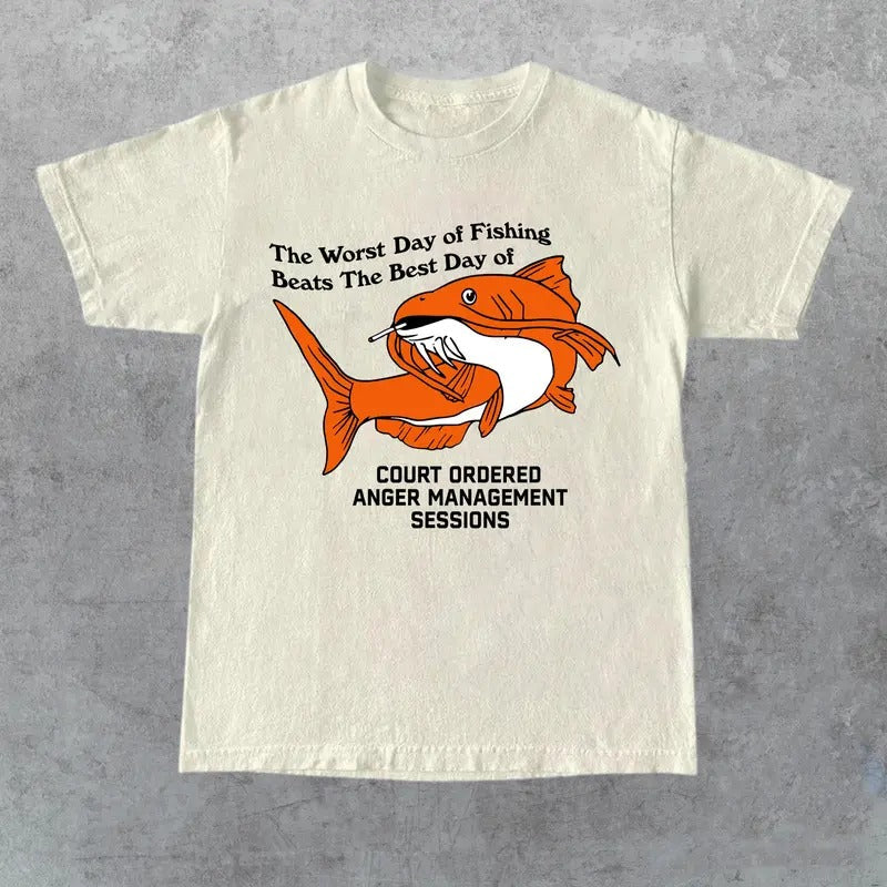 Worst Day Fishing Beats Best Court Ordered Anger - Adult & Kids T-Shirts, Sweatshirts & Hoodies apparel design preview 1