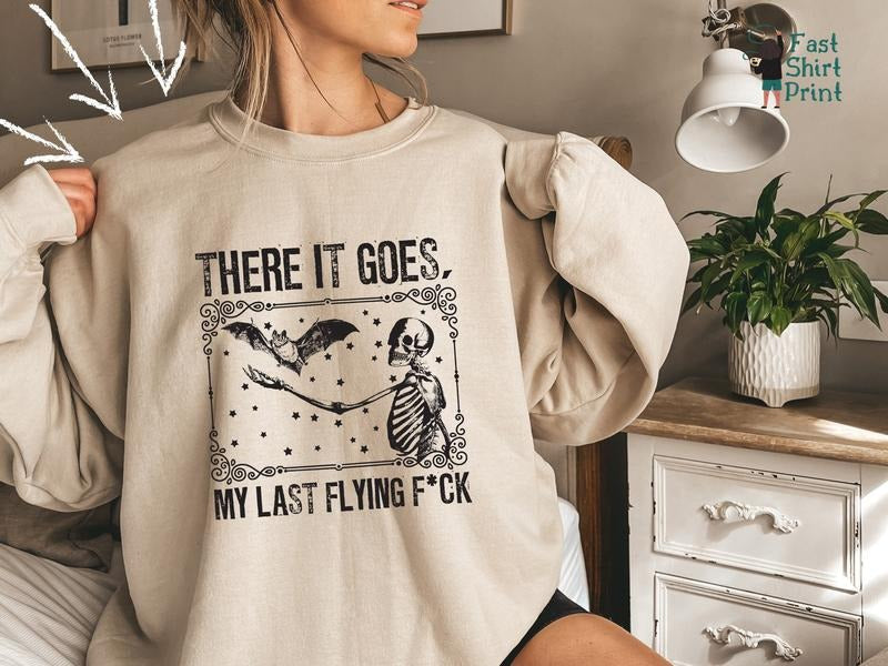 There Goes My Last Fck Halloween Bat Swearing - Adult & Kids T-Shirts, Sweatshirts & Hoodies apparel design preview 1
