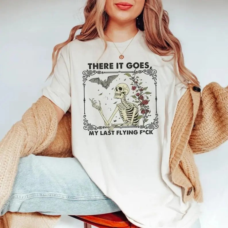 There Goes Halloween Skeleton Funny Vintage Retro - Adult & Kids T-Shirts, Sweatshirts & Hoodies apparel design preview 1