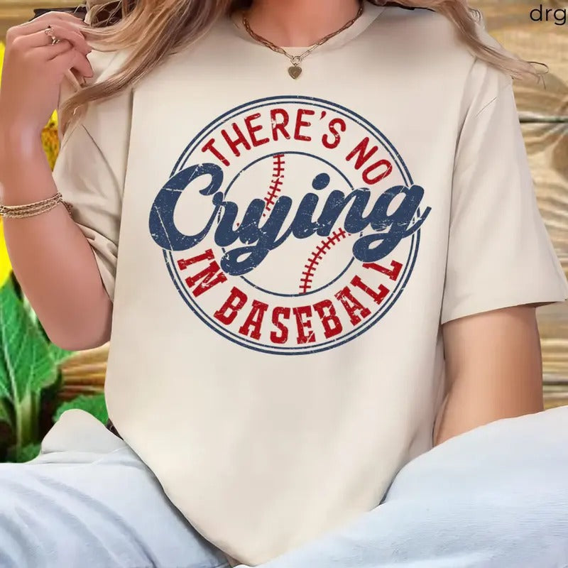 There'S No Crying Baseball Mom Drg Front Printed Game - Adult & Kids T-Shirts, Sweatshirts & Hoodies apparel design preview 1