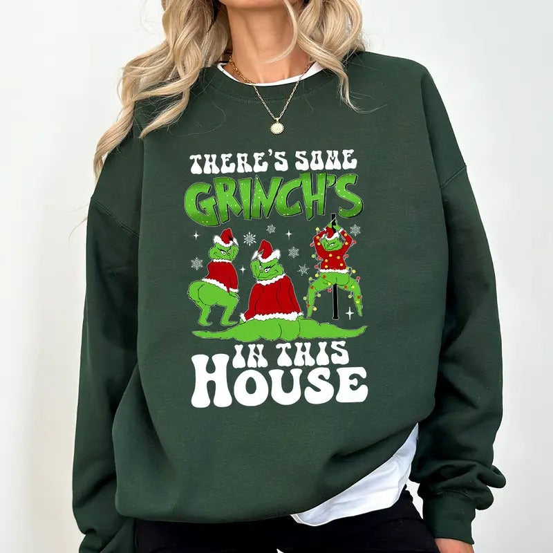 There'S Some Gr!Nch'S This House Merry Gr!Nchmas - Adult & Kids T-Shirts, Sweatshirts & Hoodies apparel design preview 1