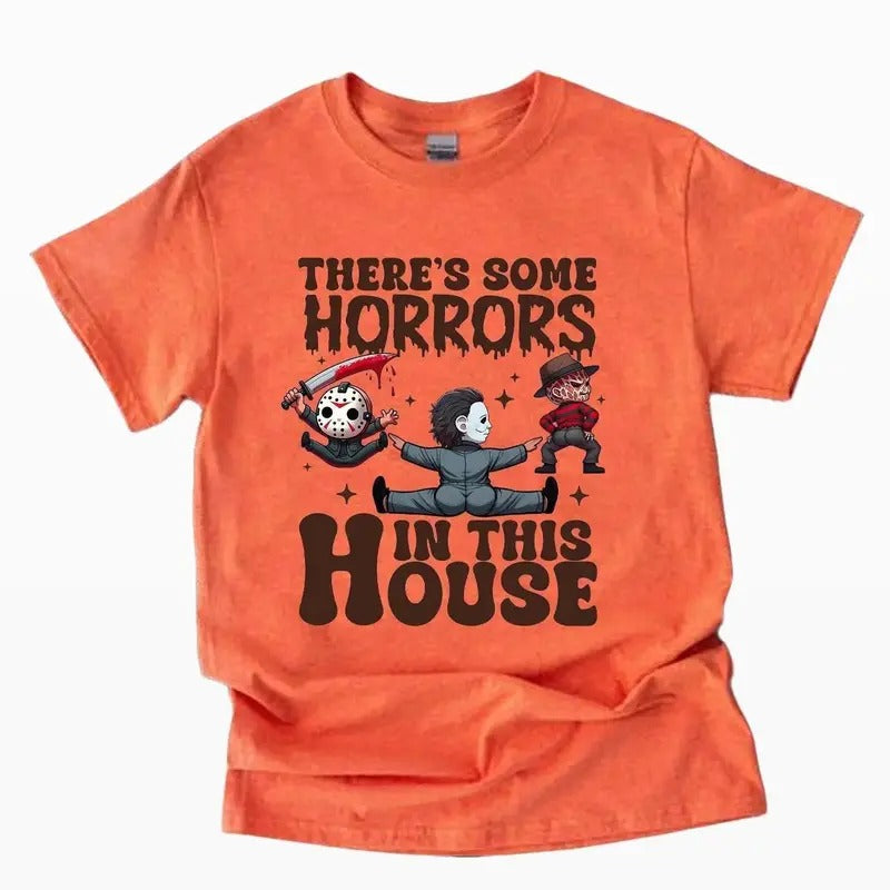 There'S Some Horror This House Hallowen Cute Fall - Adult & Kids T-Shirts, Sweatshirts & Hoodies apparel design preview 1