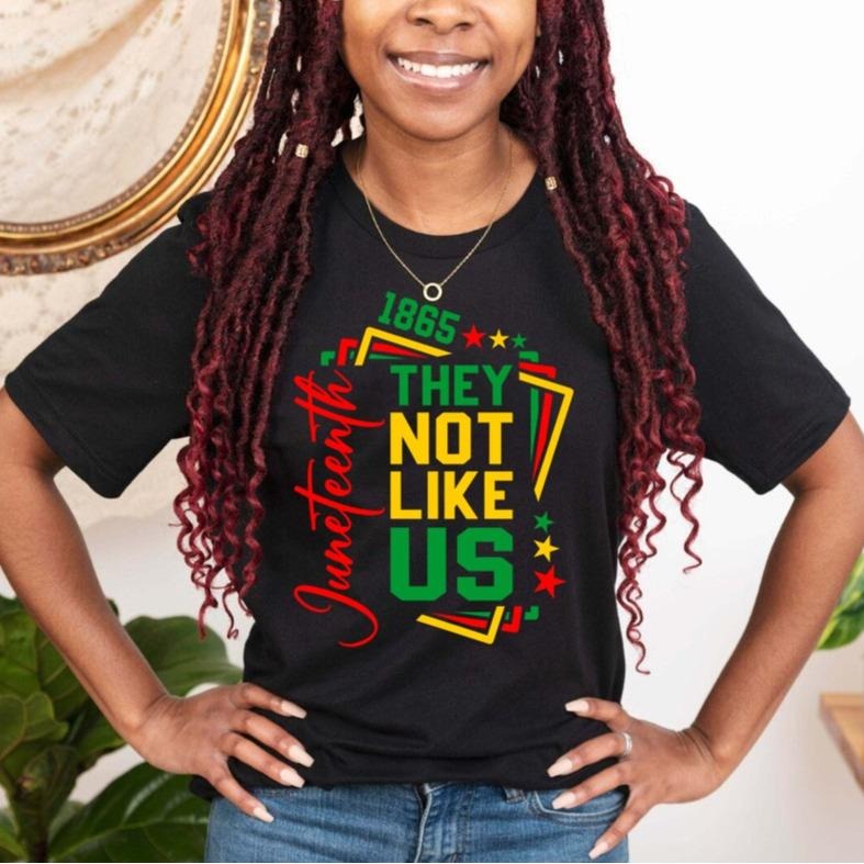 They Not Like Us Juneteenth Afro Independence Day - Adult & Kids T-Shirts, Sweatshirts & Hoodies apparel design preview 1