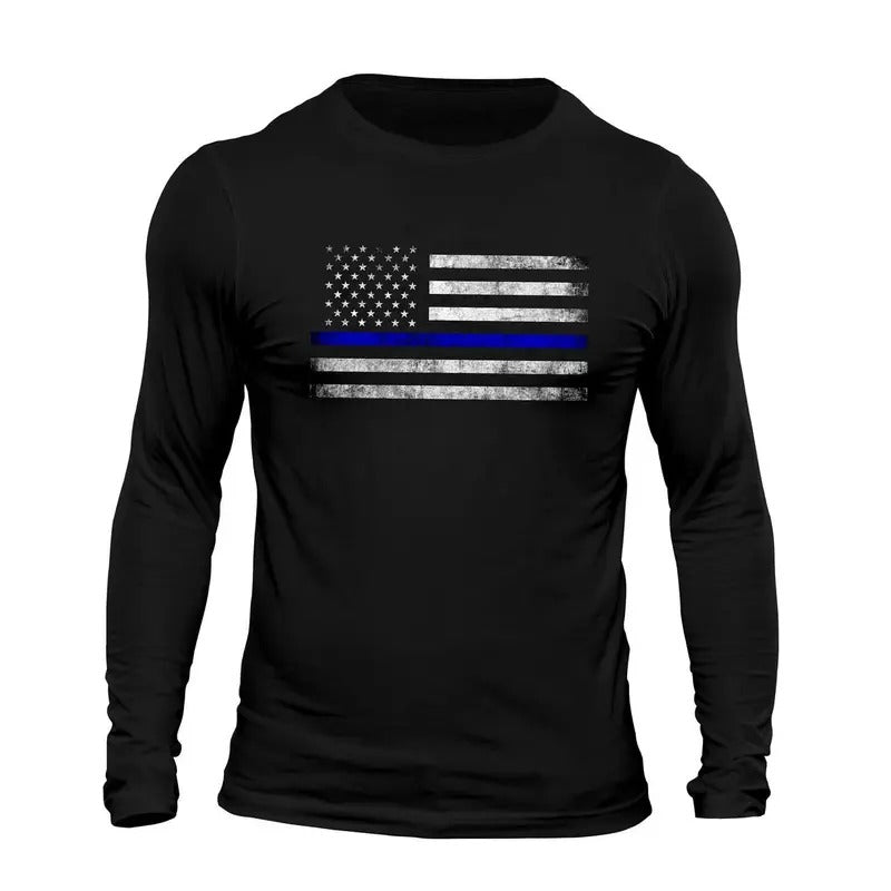 Thin Blue Flag USA Police Casual Classic - Adult & Kids T-Shirts, Sweatshirts & Hoodies apparel design preview 1