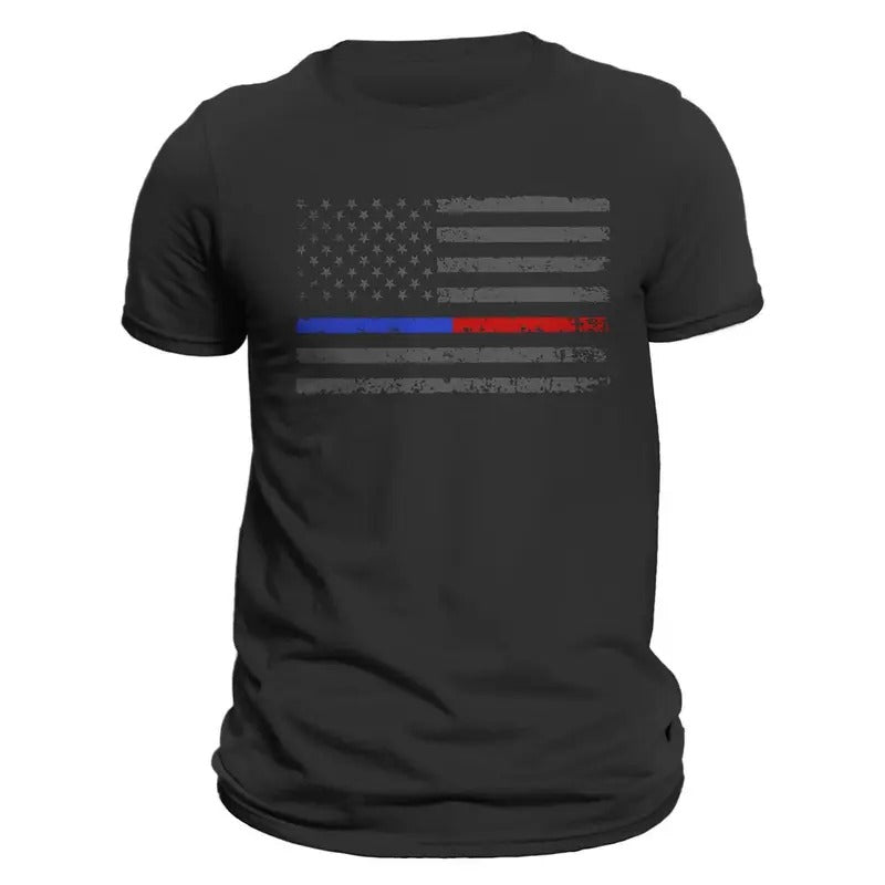 Thin Blue Red Flag 2.0 - Adult & Kids T-Shirts, Sweatshirts & Hoodies apparel design preview 1