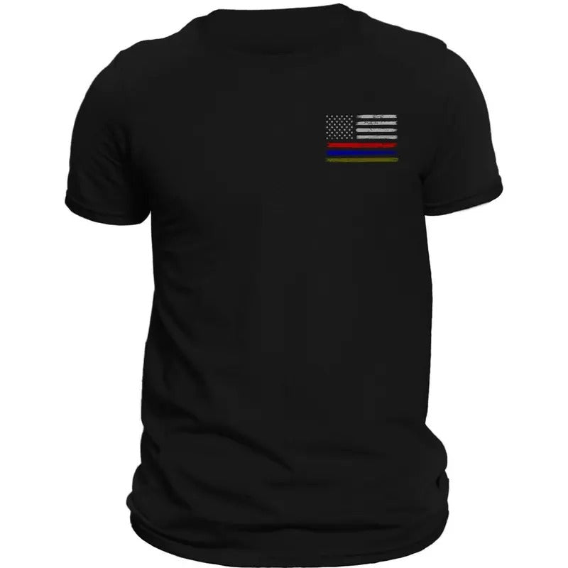 Thin Red Blue Green Flag Front Heart Side Print - Adult & Kids T-Shirts, Sweatshirts & Hoodies apparel design preview 1