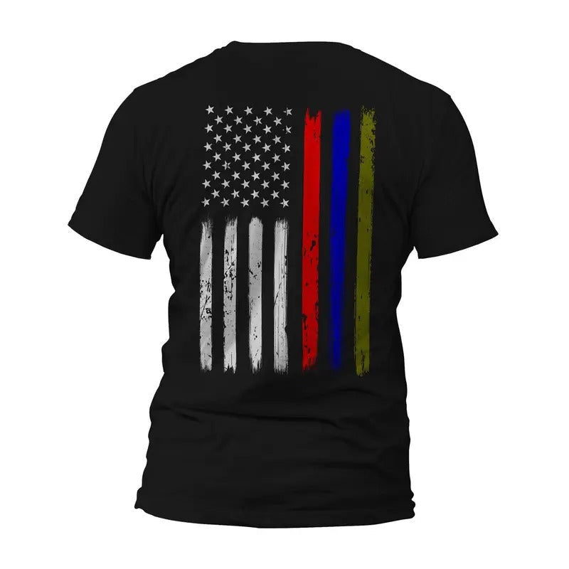 Thin Red Blue Green Vertical Flag - Adult & Kids T-Shirts, Sweatshirts & Hoodies apparel design preview 1