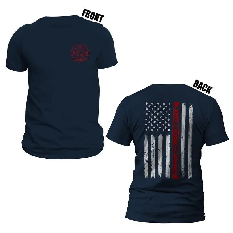 Thin Red Flag Bravery Courage Honor US Firefighter - Adult & Kids T-Shirts, Sweatshirts & Hoodies apparel design preview 1