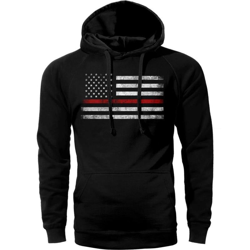 Thin Red Flag USA Firefighter Cotton Fabric - Adult & Kids T-Shirts, Sweatshirts & Hoodies apparel design preview 1