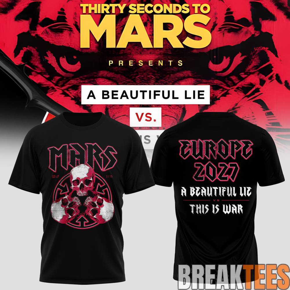 Thirty Seconds to Mars "A Beautiful Lie vs. This Is - Adult & Kids T-Shirts, Sweatshirts & Hoodies apparel design preview 1