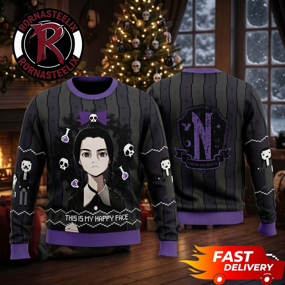 This Is My Happy Face Wednesday Ugly Christmas Sweater - Gift Idea product image