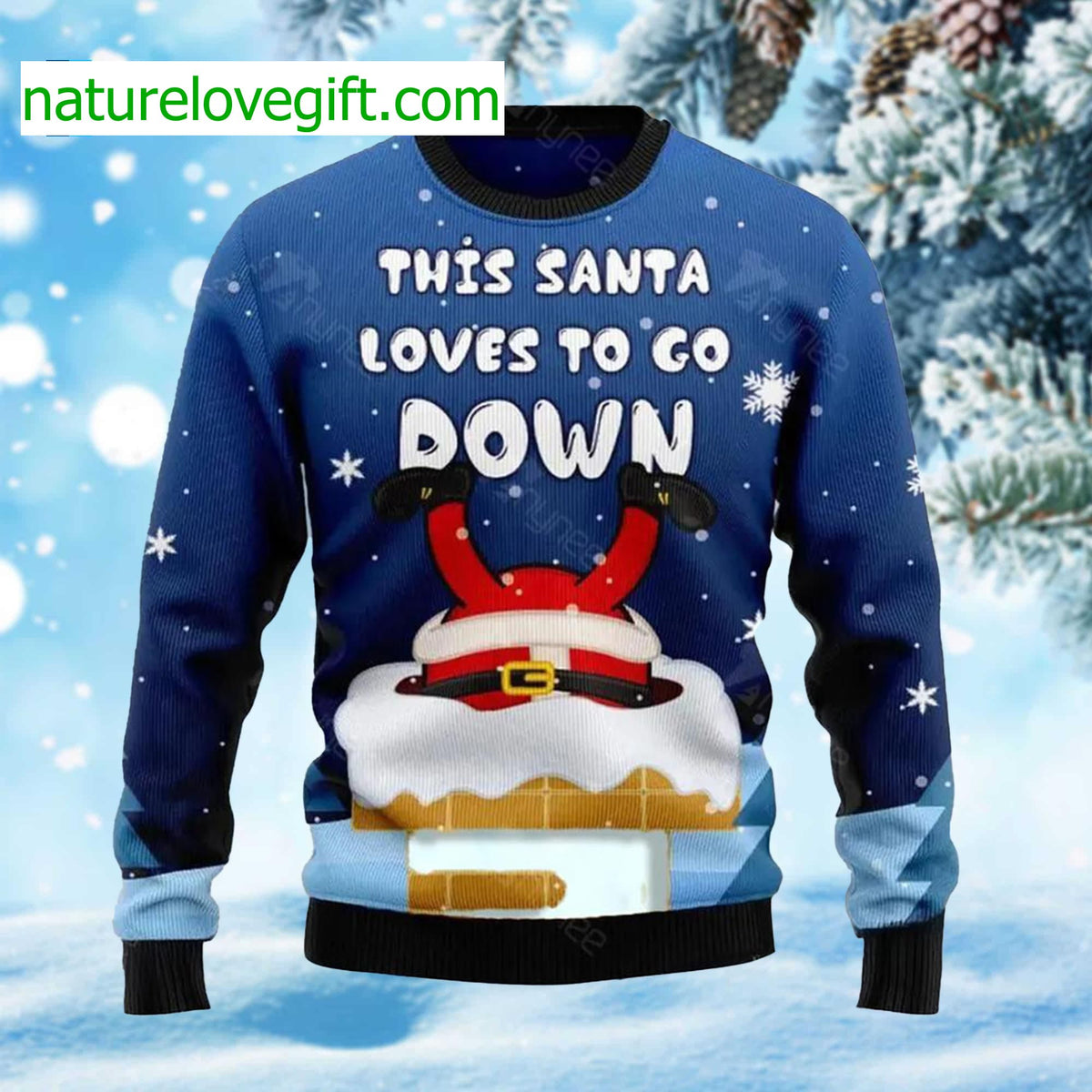 This Santa Loves To Go Down Ugly Christmas Sweater - Holiday Gift product image