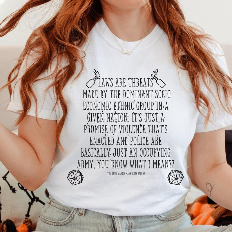 Thought Provoking White 'Laws Are Threats' Social - Adult & Kids T-Shirts, Sweatshirts & Hoodies apparel design preview 1