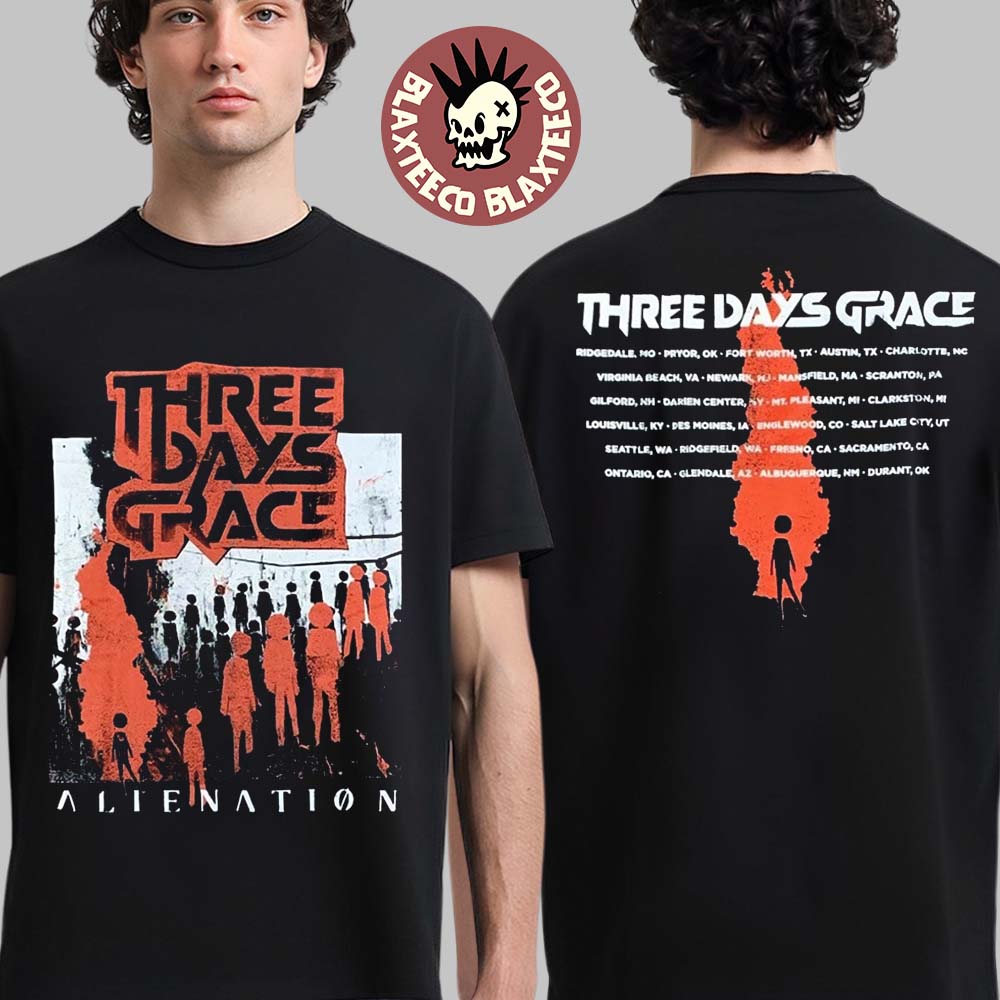 Three Days Grace 2025 Alienation Tour Dates Venue - Adult & Kids T-Shirts, Sweatshirts & Hoodies apparel design preview 1