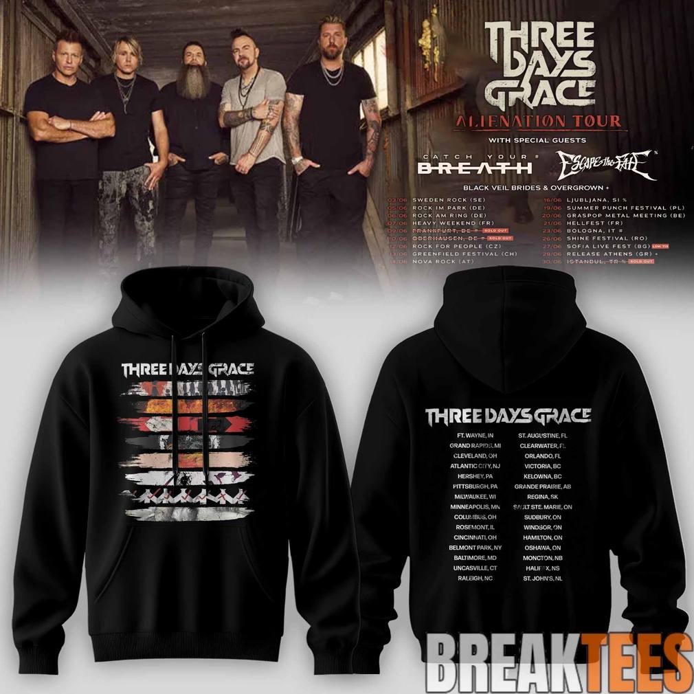 Three Days Grace Alienation Tour 2026 Special - Adult & Kids T-Shirts, Sweatshirts & Hoodies apparel design preview 1