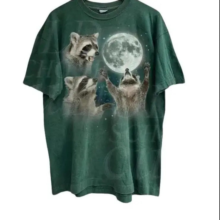 Three Raccoons Vintage Retro Raccoon Moon Lovers - Adult & Kids T-Shirts, Sweatshirts & Hoodies apparel design preview 1