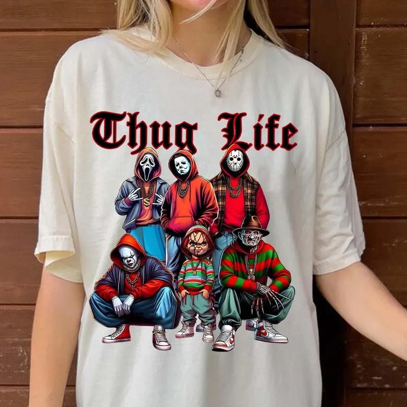 Thug Life Horror Movie Characters Scary Movies - Adult & Kids T-Shirts, Sweatshirts & Hoodies apparel design preview 1