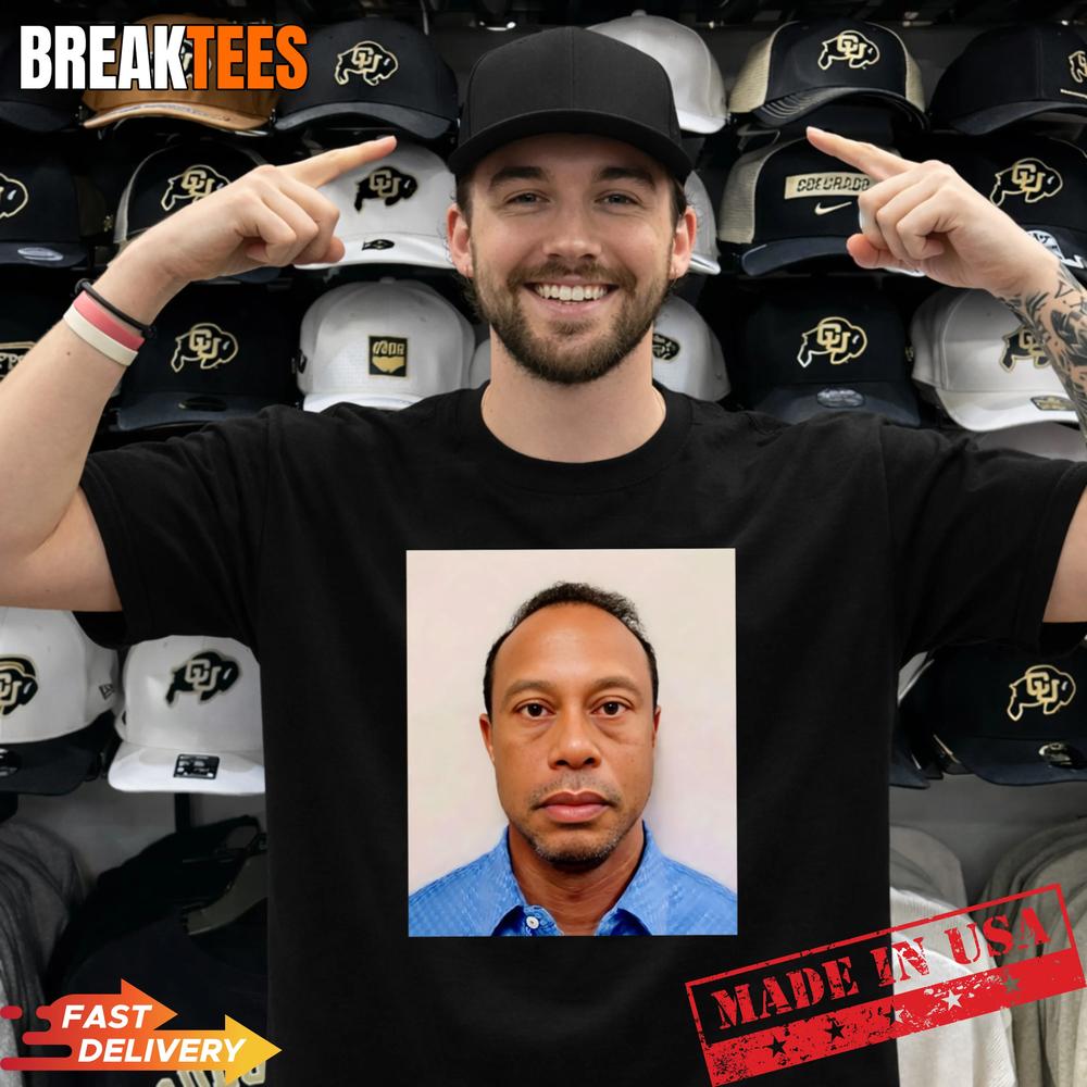 Tiger Woods Mugshot - Adult & Kids T-Shirts, Sweatshirts & Hoodies apparel design preview 1