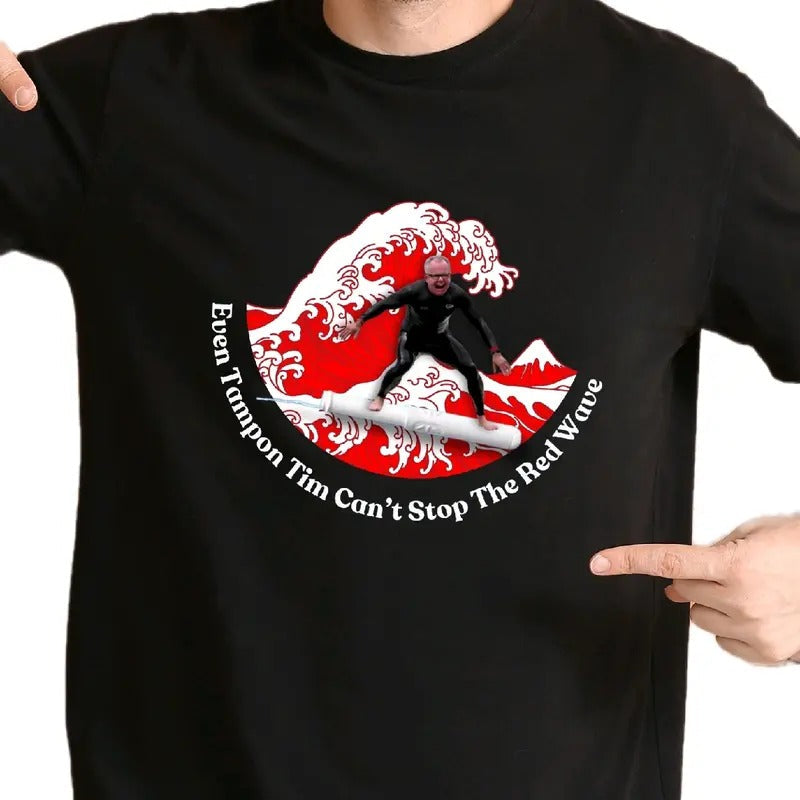 Tim Walz Red Wave Cotton Menswear Soft Funny Meme - Adult & Kids T-Shirts, Sweatshirts & Hoodies apparel design preview 1